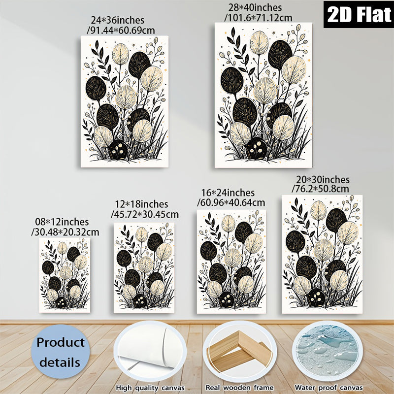 2D flat 1pc Botanical Gold Foliage Wall Art Modern Farmhouse Decor Living Room Bedroom Canvas Prints Gallery Wrapped Ready To Hang Minimalist Aesthetic
