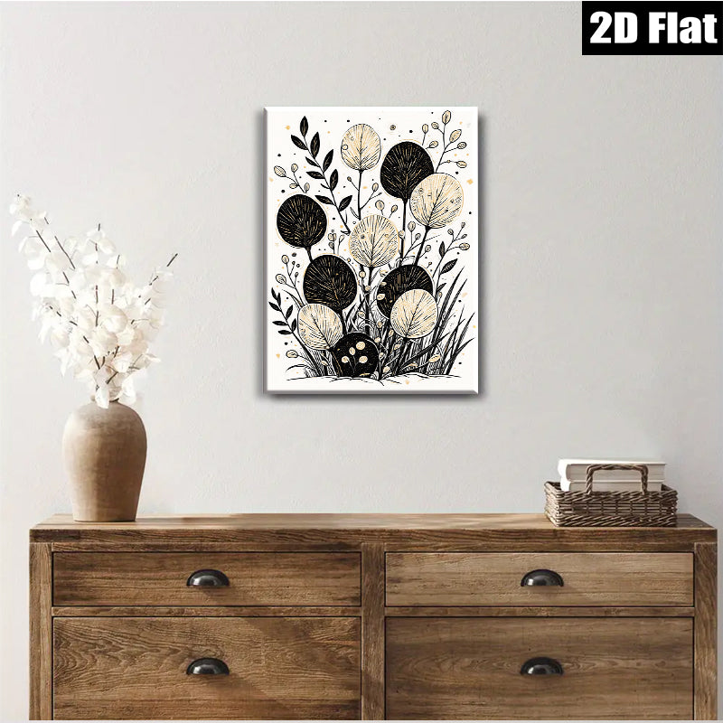 2D flat 1pc Botanical Gold Foliage Wall Art Modern Farmhouse Decor Living Room Bedroom Canvas Prints Gallery Wrapped Ready To Hang Minimalist Aesthetic