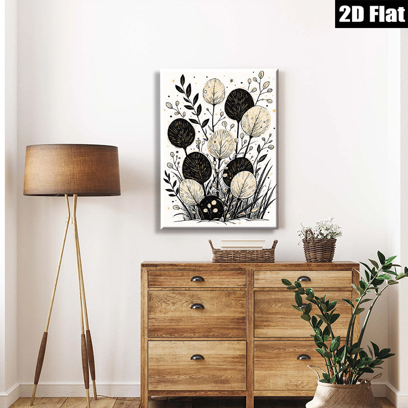 2D flat 1pc Botanical Gold Foliage Wall Art Modern Farmhouse Decor Living Room Bedroom Canvas Prints Gallery Wrapped Ready To Hang Minimalist Aesthetic