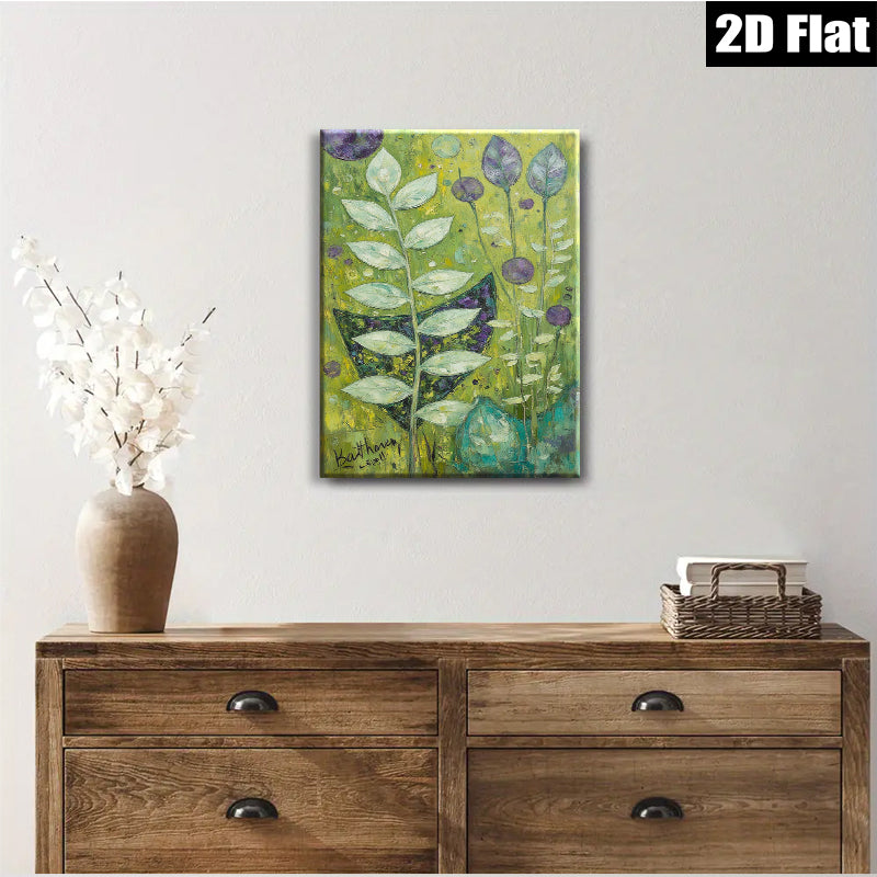 2D flat 1pc Botanical Greenery Wall Art Lush Foliage Home Decor Living Room Bedroom Modern Farmhouse Gallery Wrapped Canvas Prints Coastal Beach Style