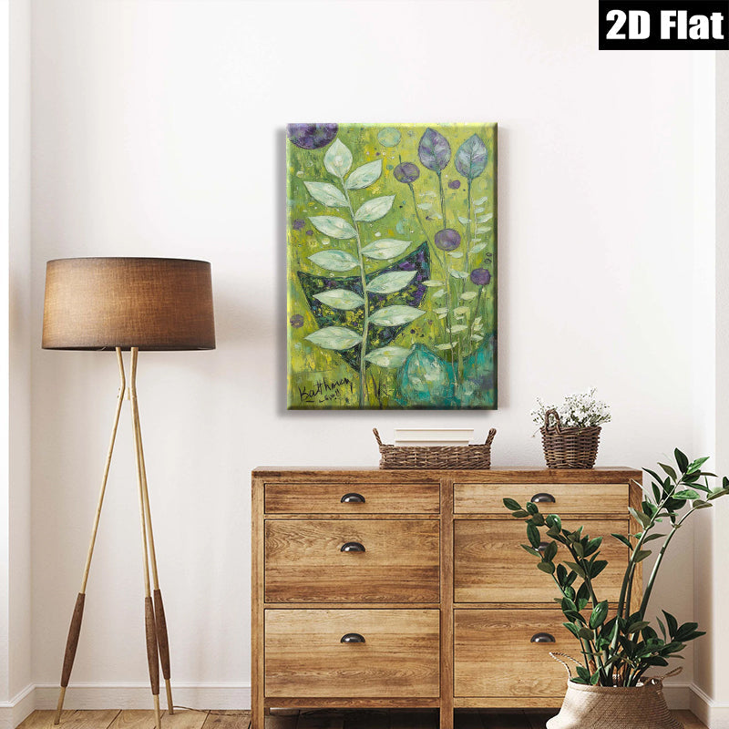 2D flat 1pc Botanical Greenery Wall Art Lush Foliage Home Decor Living Room Bedroom Modern Farmhouse Gallery Wrapped Canvas Prints Coastal Beach Style