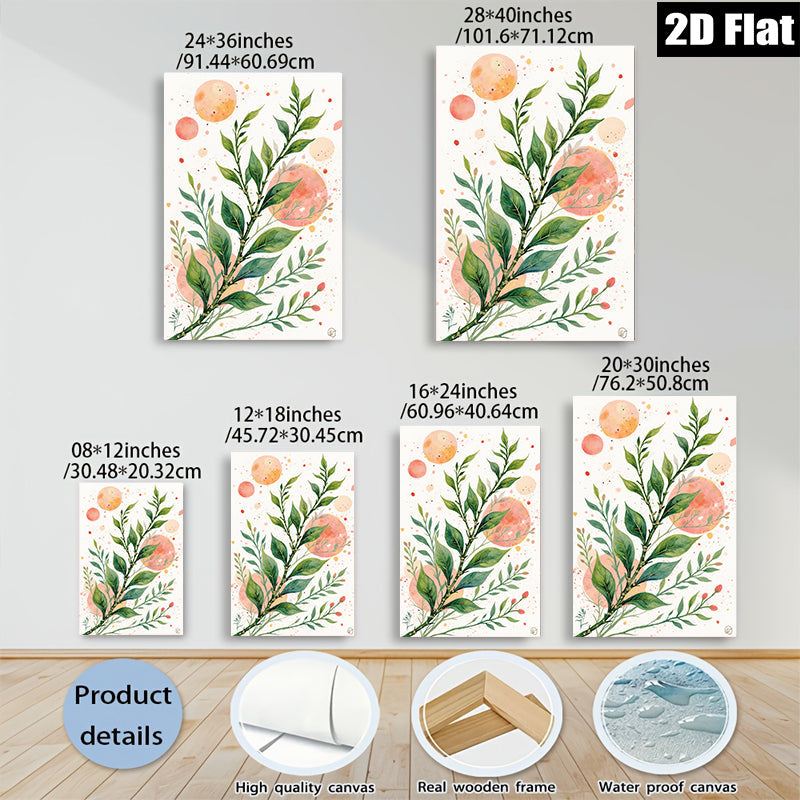 2D flat 1pc Botanical Greenery Wall Art Modern Farmhouse Decor Living Room Bedroom Gallery Wrapped Canvas Prints Ready to Hang Coastal Aesthetic