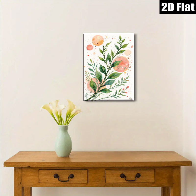 2D flat 1pc Botanical Greenery Wall Art Modern Farmhouse Decor Living Room Bedroom Gallery Wrapped Canvas Prints Ready to Hang Coastal Aesthetic