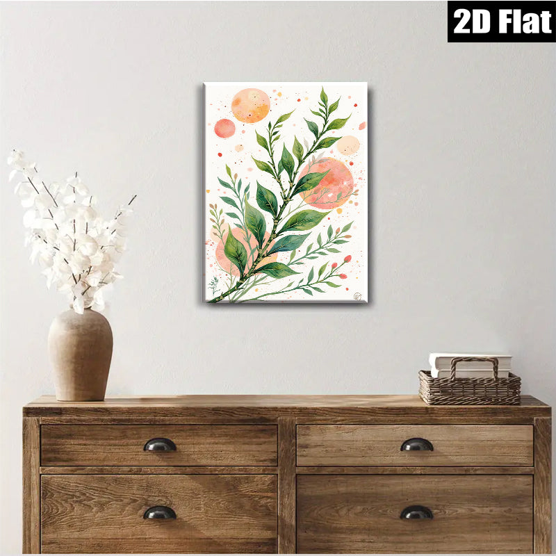2D flat 1pc Botanical Greenery Wall Art Modern Farmhouse Decor Living Room Bedroom Gallery Wrapped Canvas Prints Ready to Hang Coastal Aesthetic