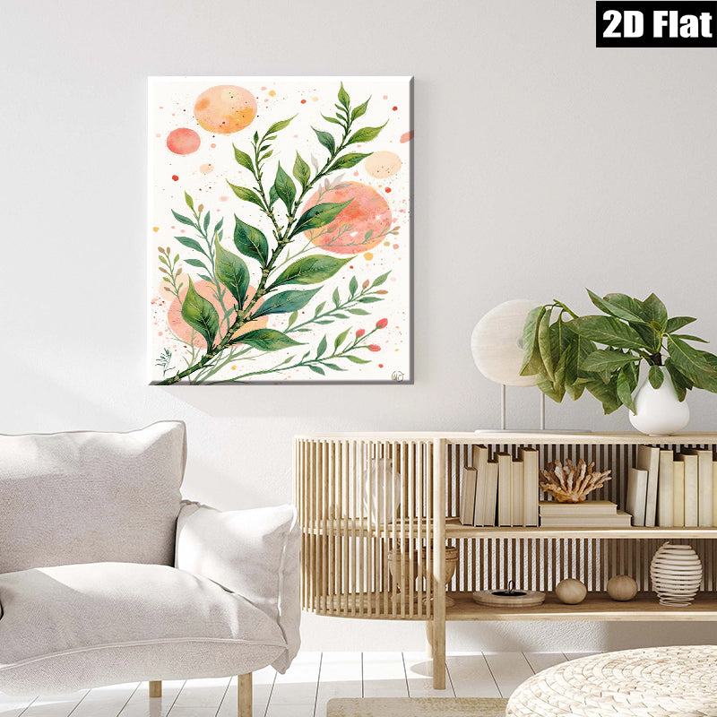 2D flat 1pc Botanical Greenery Wall Art Modern Farmhouse Decor Living Room Bedroom Gallery Wrapped Canvas Prints Ready to Hang Coastal Aesthetic
