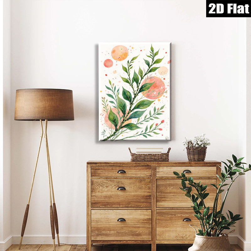 2D flat 1pc Botanical Greenery Wall Art Modern Farmhouse Decor Living Room Bedroom Gallery Wrapped Canvas Prints Ready to Hang Coastal Aesthetic
