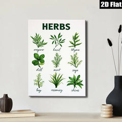 2D flat 1pc Botanical Herb Garden Wall Art Prints Kitchen Decor Farmhouse Style Dining Room Living Room Bedroom Gallery Wrapped Canvas Modern Minimalist