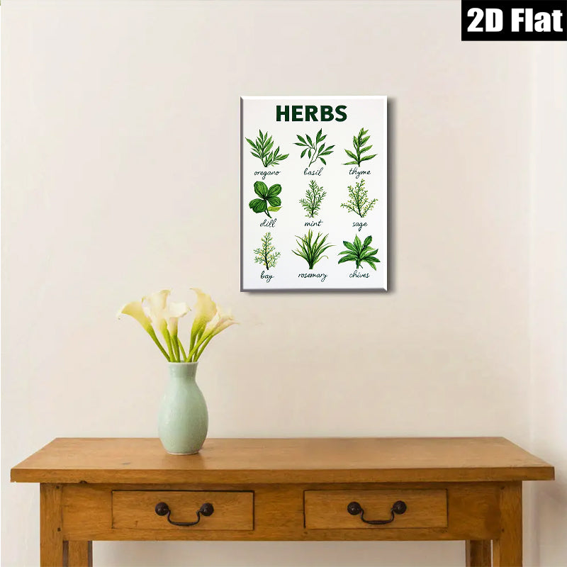 2D flat 1pc Botanical Herb Garden Wall Art Prints Kitchen Decor Farmhouse Style Dining Room Living Room Bedroom Gallery Wrapped Canvas Modern Minimalist