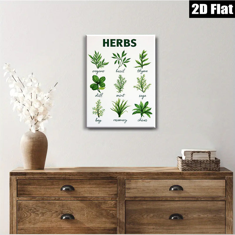 2D flat 1pc Botanical Herb Garden Wall Art Prints Kitchen Decor Farmhouse Style Dining Room Living Room Bedroom Gallery Wrapped Canvas Modern Minimalist