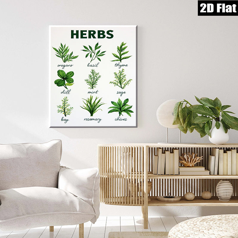 2D flat 1pc Botanical Herb Garden Wall Art Prints Kitchen Decor Farmhouse Style Dining Room Living Room Bedroom Gallery Wrapped Canvas Modern Minimalist