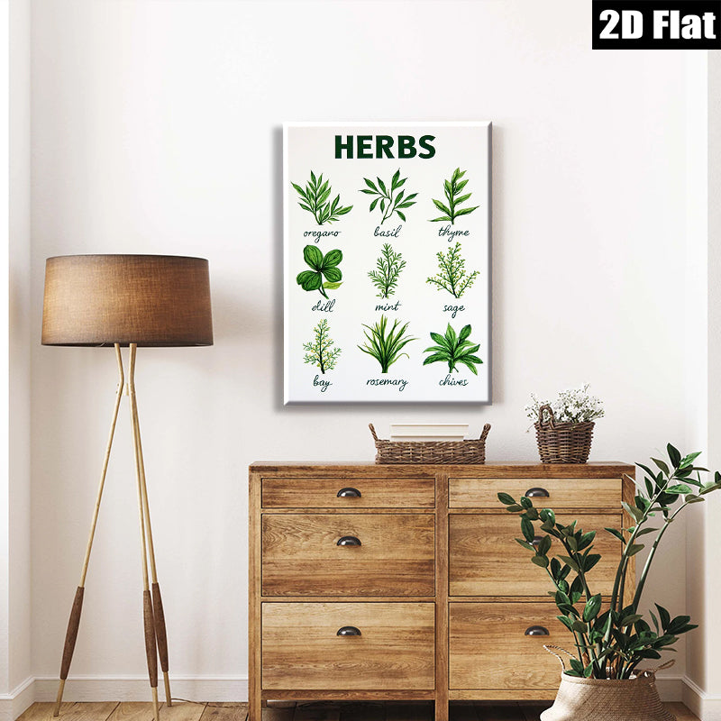2D flat 1pc Botanical Herb Garden Wall Art Prints Kitchen Decor Farmhouse Style Dining Room Living Room Bedroom Gallery Wrapped Canvas Modern Minimalist