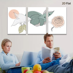 2D flat 1pc Botanical Illustration Insect Floral Wall Art Decor Living Room Bedroom Home Office Gallery Wrapped Canvas Prints Modern Farmhouse Aesthetic