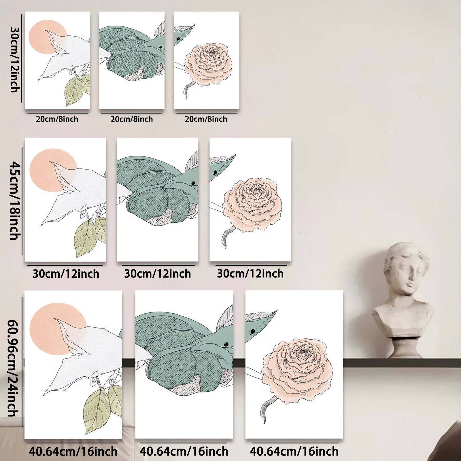 2D flat 1pc Botanical Illustration Insect Floral Wall Art Decor Living Room Bedroom Home Office Gallery Wrapped Canvas Prints Modern Farmhouse Aesthetic