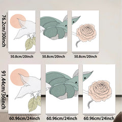 2D flat 1pc Botanical Illustration Insect Floral Wall Art Decor Living Room Bedroom Home Office Gallery Wrapped Canvas Prints Modern Farmhouse Aesthetic