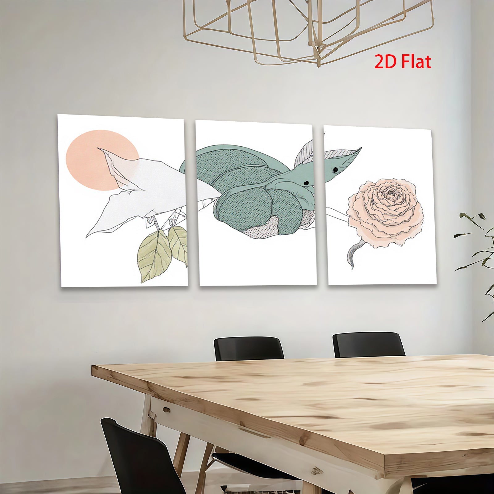 2D flat 1pc Botanical Illustration Insect Floral Wall Art Decor Living Room Bedroom Home Office Gallery Wrapped Canvas Prints Modern Farmhouse Aesthetic