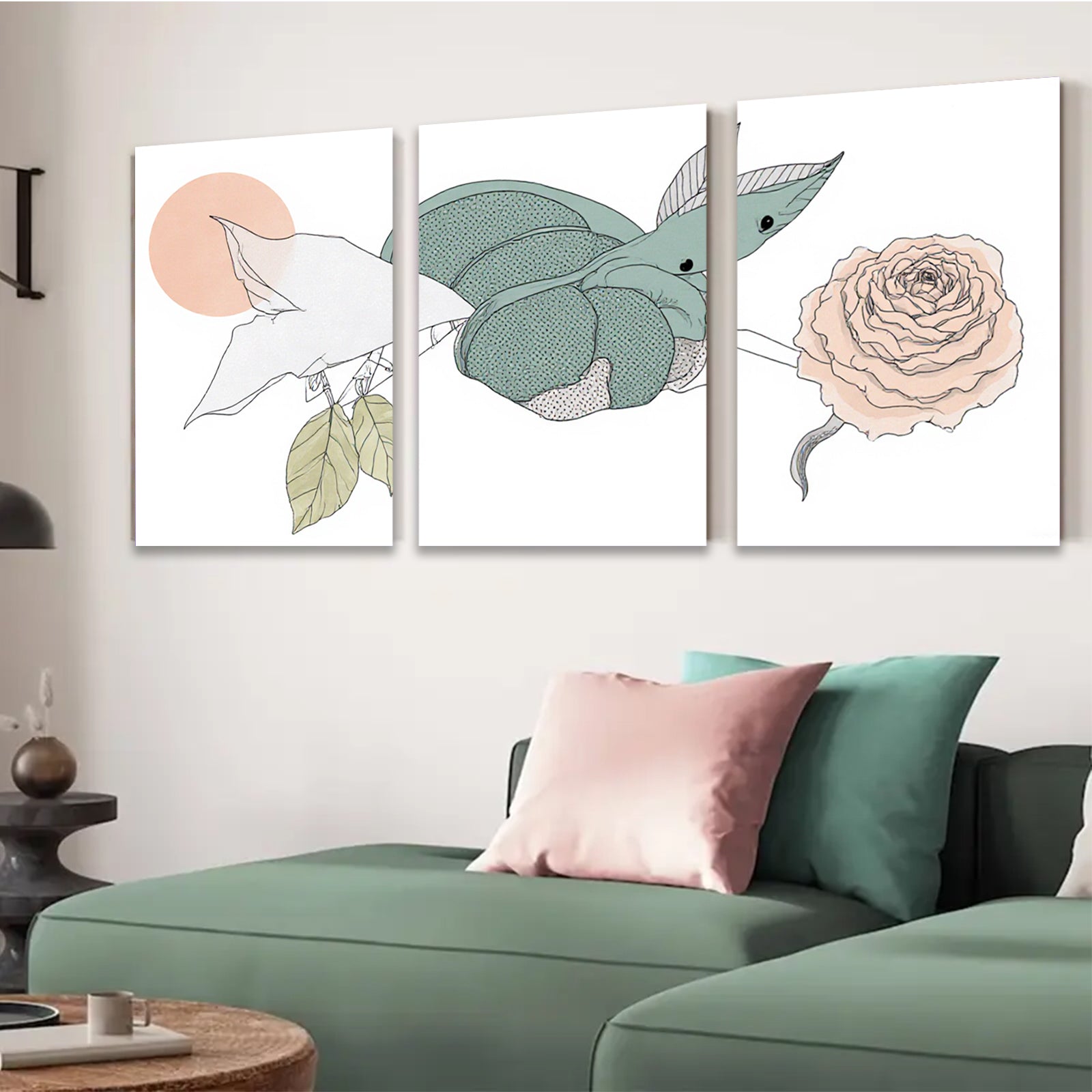 2D flat 1pc Botanical Illustration Insect Floral Wall Art Decor Living Room Bedroom Home Office Gallery Wrapped Canvas Prints Modern Farmhouse Aesthetic