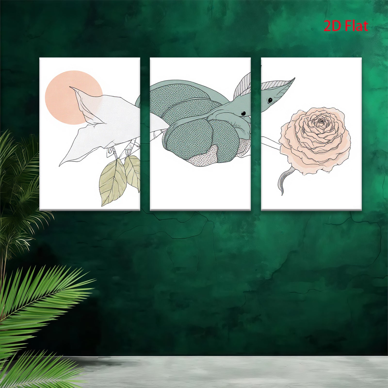 2D flat 1pc Botanical Illustration Insect Floral Wall Art Decor Living Room Bedroom Home Office Gallery Wrapped Canvas Prints Modern Farmhouse Aesthetic