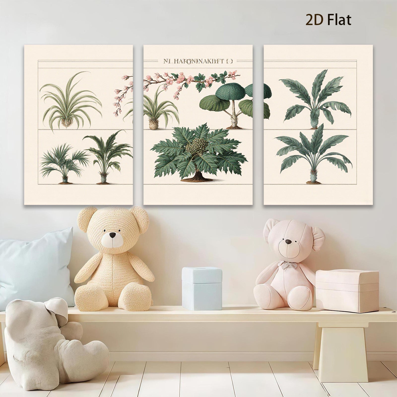 2D flat 1pc Botanical Illustration Palm Tree Leaves Wall Art Decor Living Room Bedroom Gallery Wrapped Canvas Prints Modern Farmhouse Aesthetic Home Decor