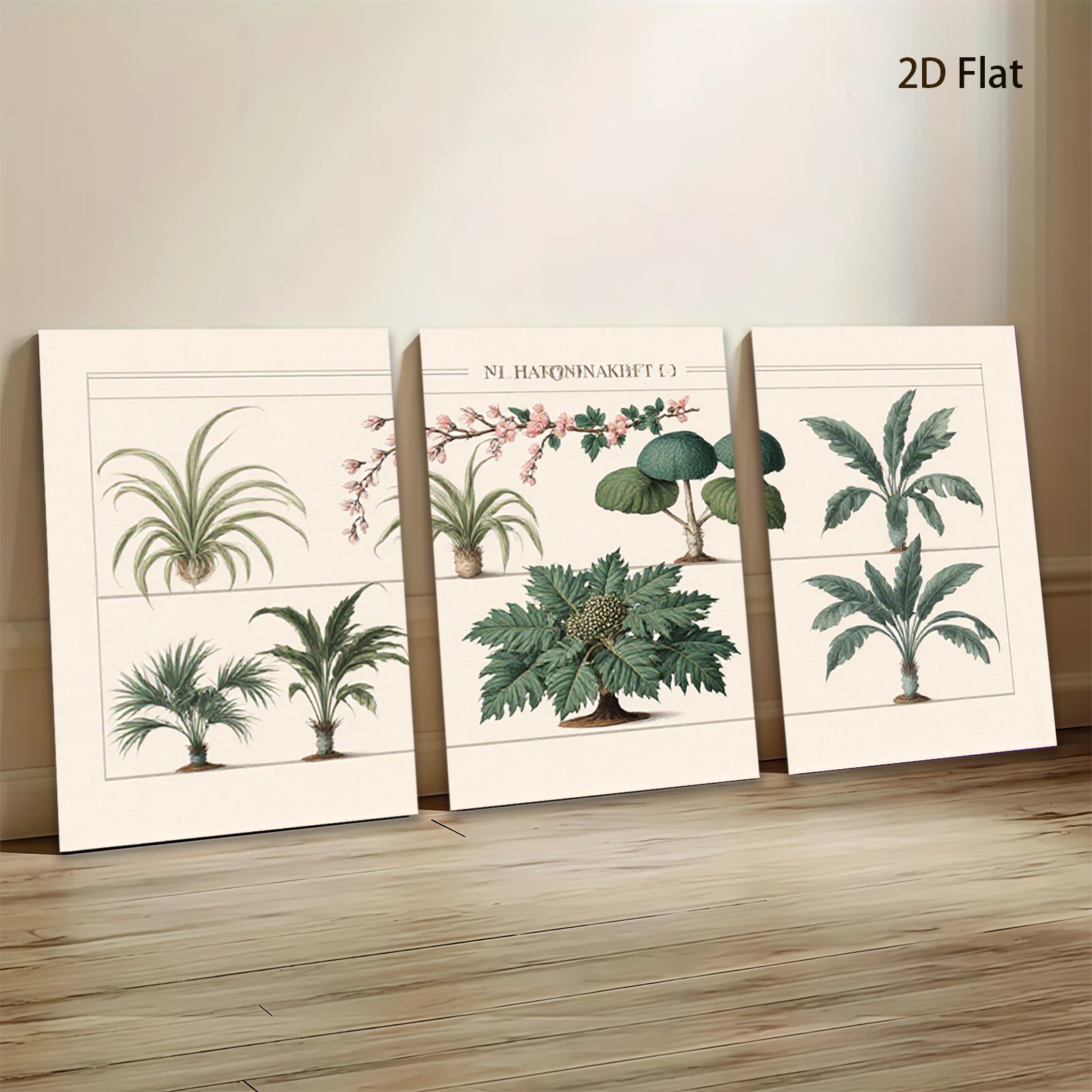 2D flat 1pc Botanical Illustration Palm Tree Leaves Wall Art Decor Living Room Bedroom Gallery Wrapped Canvas Prints Modern Farmhouse Aesthetic Home Decor