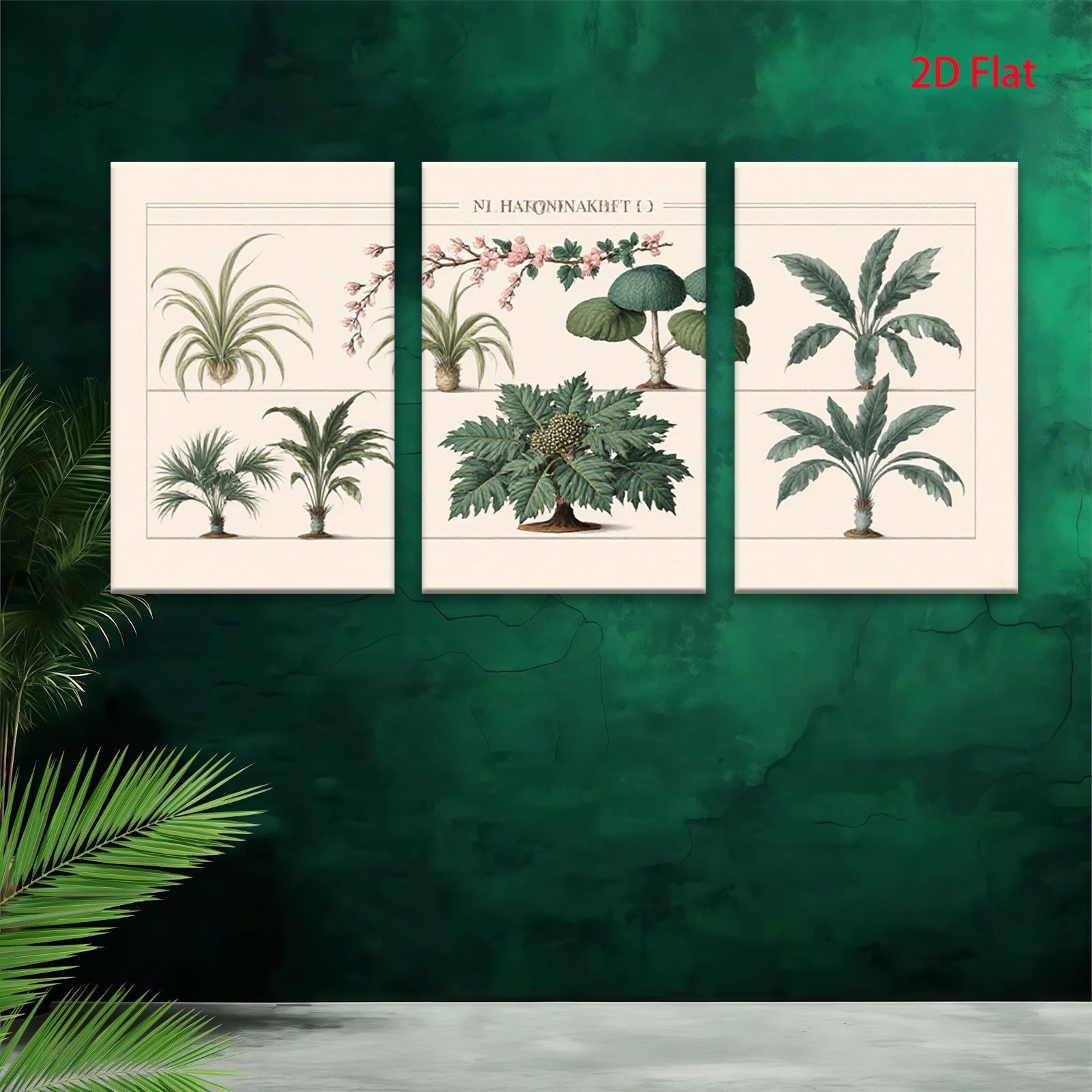 2D flat 1pc Botanical Illustration Palm Tree Leaves Wall Art Decor Living Room Bedroom Gallery Wrapped Canvas Prints Modern Farmhouse Aesthetic Home Decor