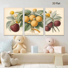 2D flat 1pc Botanical Illustration Vibrant Fruit Branch Wall Decor Gallery Wrapped Canvas Print Living Room Bedroom Home Office Art Modern Farmhouse Style