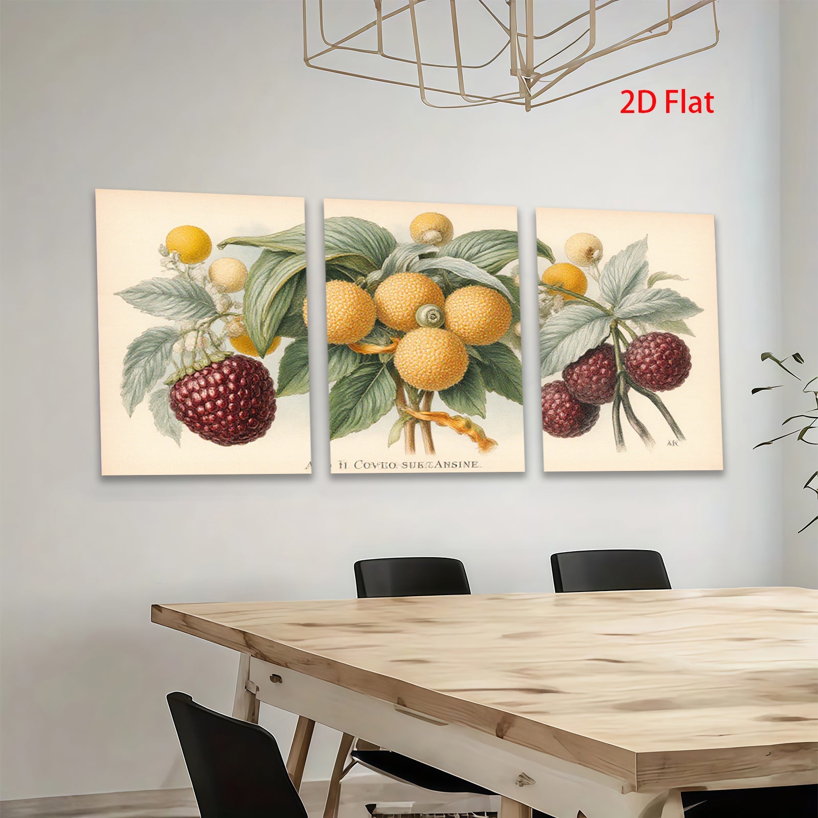 2D flat 1pc Botanical Illustration Vibrant Fruit Branch Wall Decor Gallery Wrapped Canvas Print Living Room Bedroom Home Office Art Modern Farmhouse Style