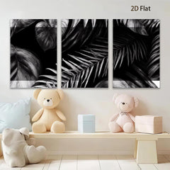 2D flat 1pc Botanical Leaf Wall Art Modern Farmhouse Decor Living Room Bedroom Canvas Prints Gallery Wrapped Teal Gray Neutral Tone Aesthetic Home Decor