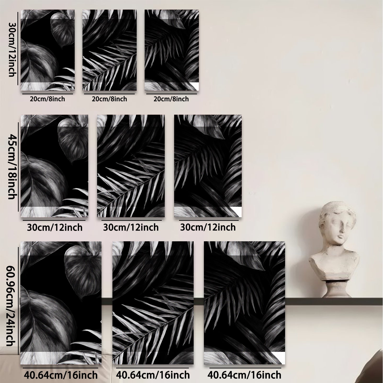 2D flat 1pc Botanical Leaf Wall Art Modern Farmhouse Decor Living Room Bedroom Canvas Prints Gallery Wrapped Teal Gray Neutral Tone Aesthetic Home Decor