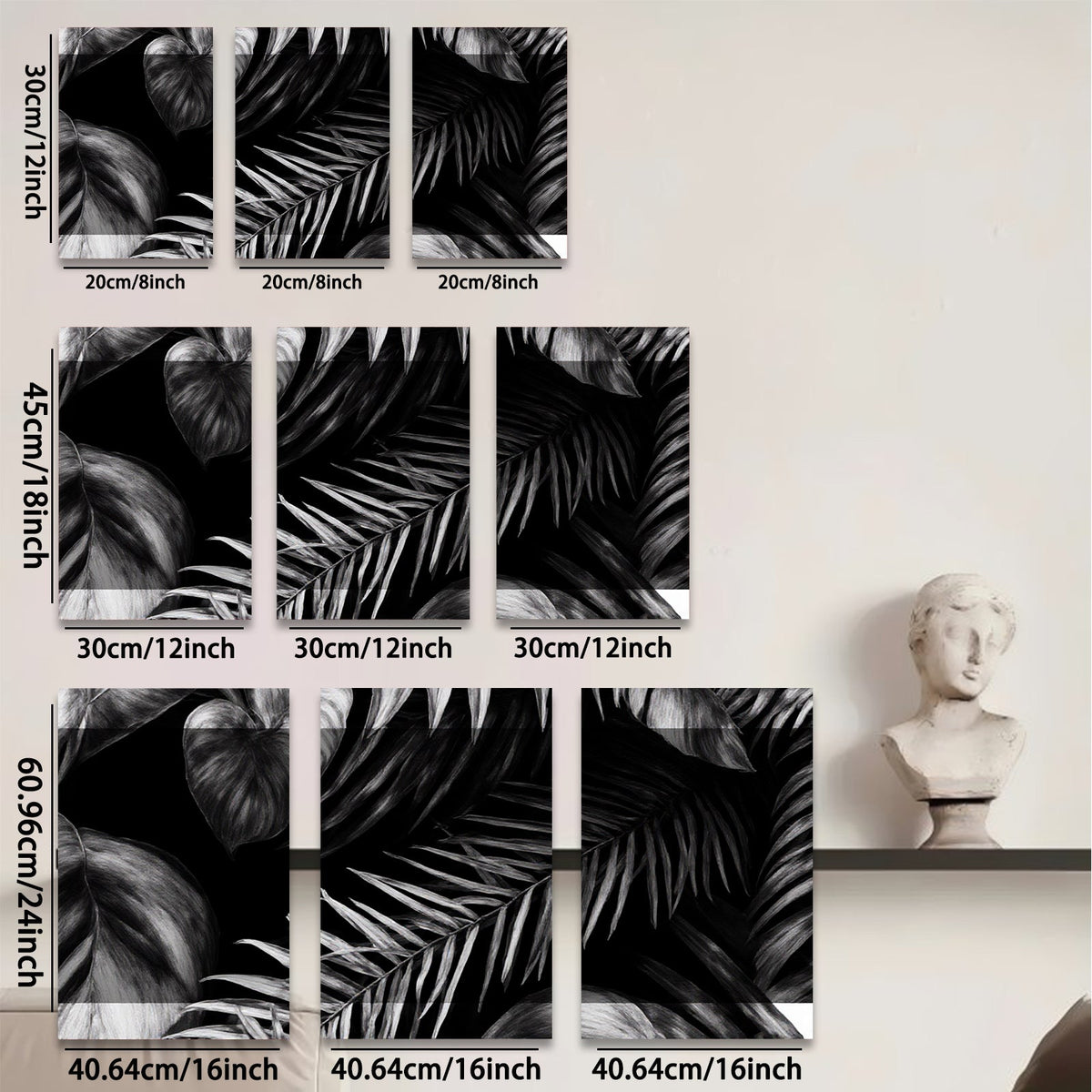 2D flat 1pc Botanical Leaf Wall Art Modern Farmhouse Decor Living Room Bedroom Canvas Prints Gallery Wrapped Teal Gray Neutral Tone Aesthetic Home Decor