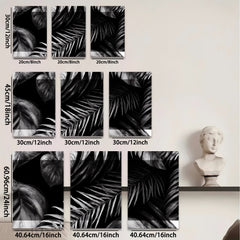 2D flat 1pc Botanical Leaf Wall Art Modern Farmhouse Decor Living Room Bedroom Canvas Prints Gallery Wrapped Teal Gray Neutral Tone Aesthetic Home Decor