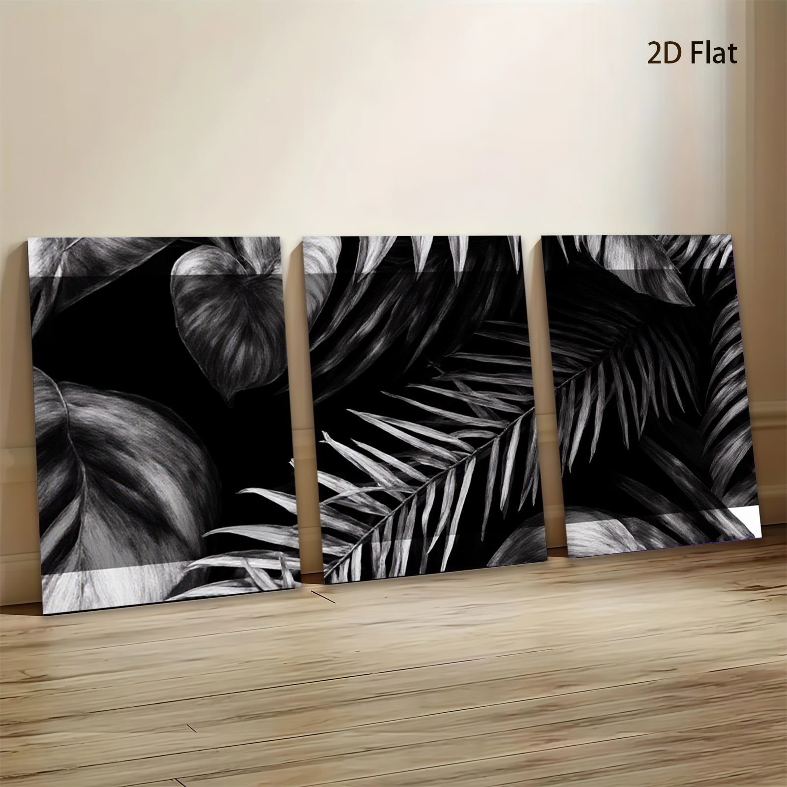 2D flat 1pc Botanical Leaf Wall Art Modern Farmhouse Decor Living Room Bedroom Canvas Prints Gallery Wrapped Teal Gray Neutral Tone Aesthetic Home Decor