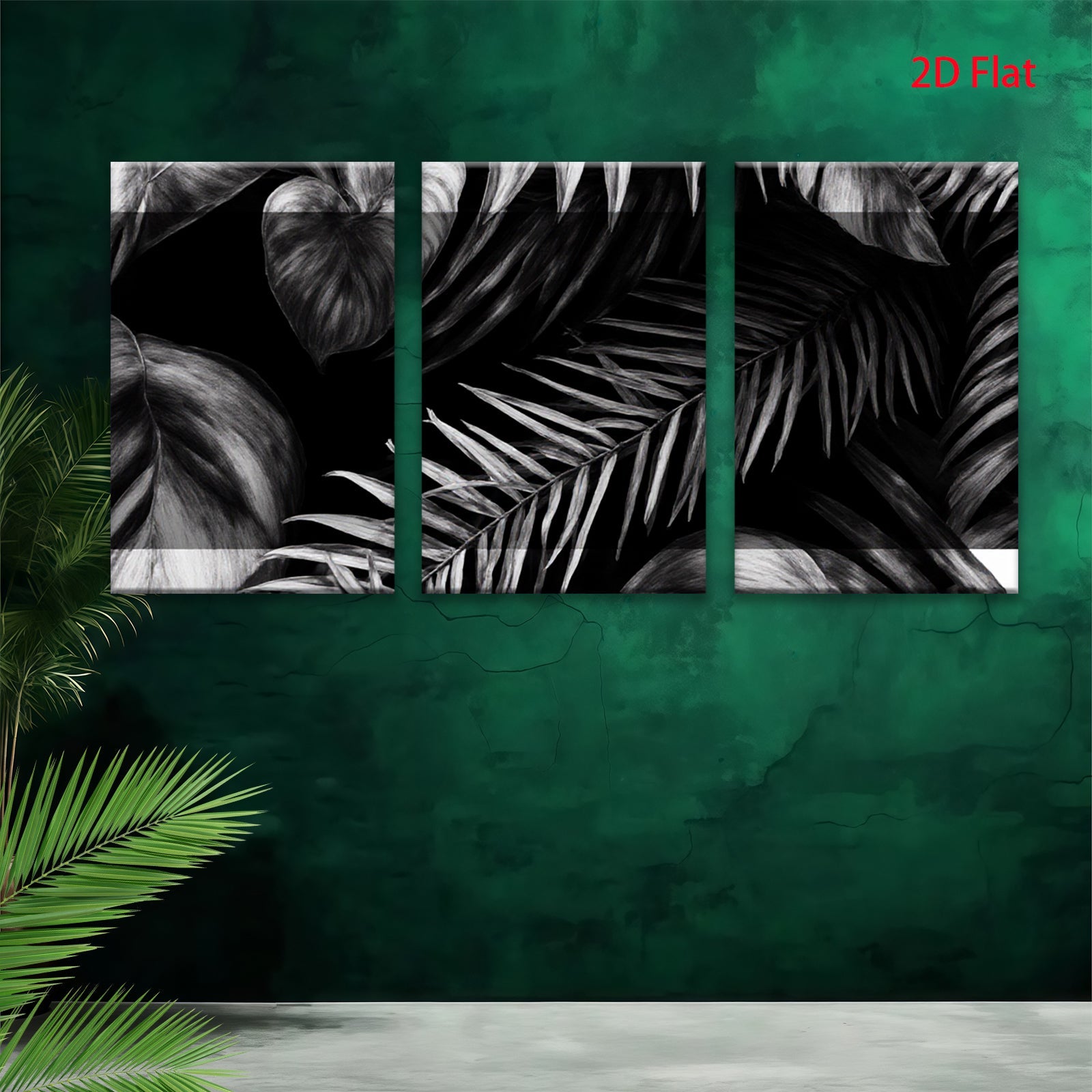 2D flat 1pc Botanical Leaf Wall Art Modern Farmhouse Decor Living Room Bedroom Canvas Prints Gallery Wrapped Teal Gray Neutral Tone Aesthetic Home Decor