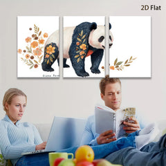 2D flat 1pc Botanical Panda Wall Art Canvas Print Modern Farmhouse Decor Living Room Bedroom Home Office Gallery Wrapped Ready to Hang