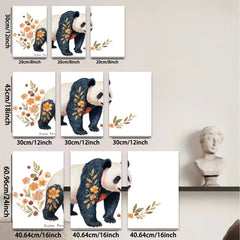 2D flat 1pc Botanical Panda Wall Art Canvas Print Modern Farmhouse Decor Living Room Bedroom Home Office Gallery Wrapped Ready to Hang