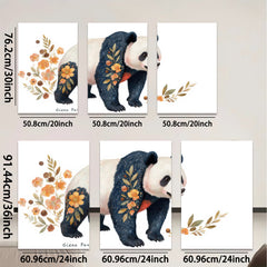 2D flat 1pc Botanical Panda Wall Art Canvas Print Modern Farmhouse Decor Living Room Bedroom Home Office Gallery Wrapped Ready to Hang