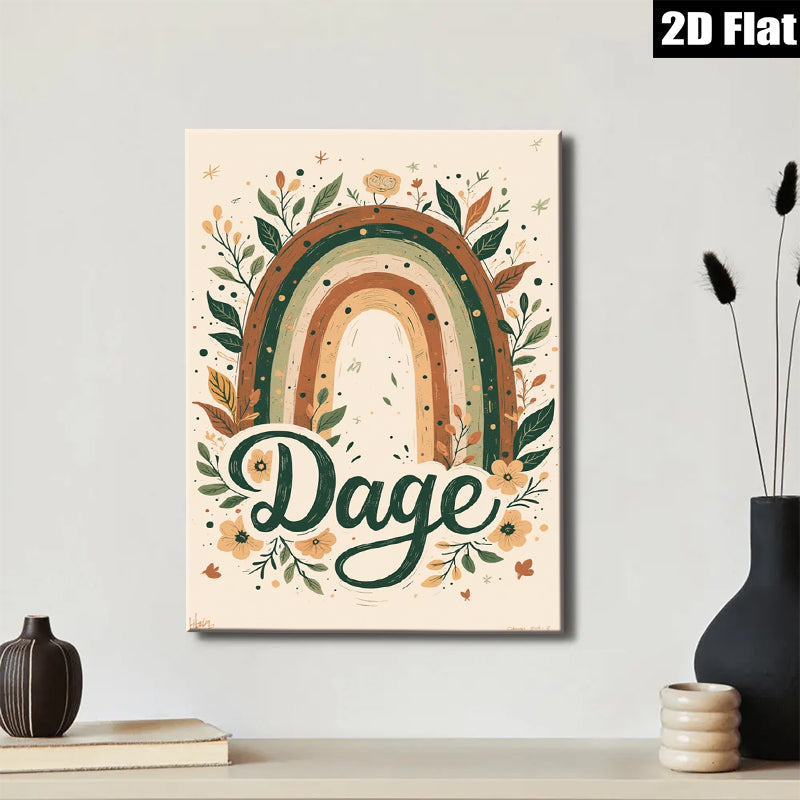 2D flat 1pc Botanical Rainbow Wall Art Floral Decor Living Room Bedroom Gallery Wrapped Canvas Prints Modern Farmhouse Aesthetic Home Decor Cozy Vibes