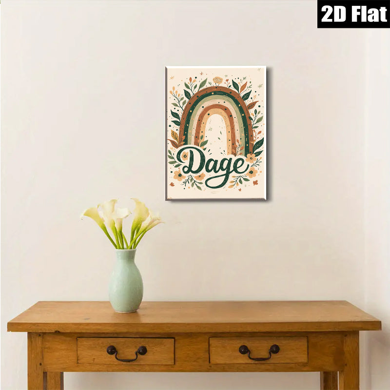 2D flat 1pc Botanical Rainbow Wall Art Floral Decor Living Room Bedroom Gallery Wrapped Canvas Prints Modern Farmhouse Aesthetic Home Decor Cozy Vibes