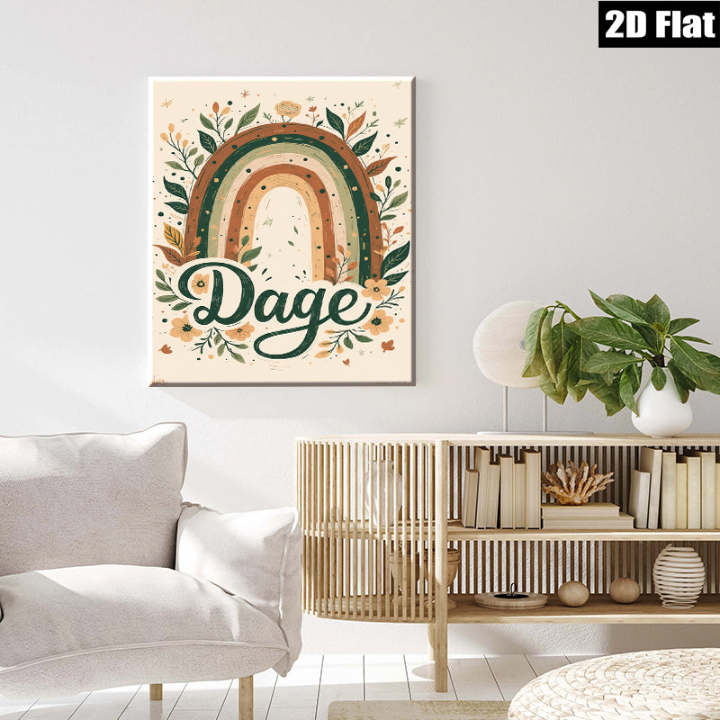 2D flat 1pc Botanical Rainbow Wall Art Floral Decor Living Room Bedroom Gallery Wrapped Canvas Prints Modern Farmhouse Aesthetic Home Decor Cozy Vibes