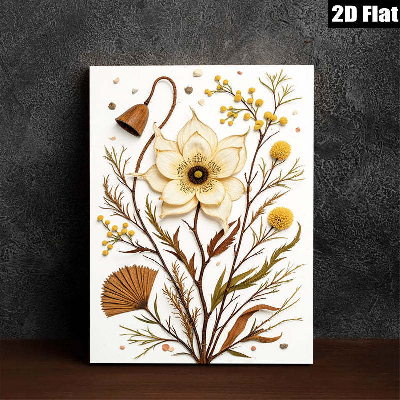 2D flat 1pc Botanical Study Dried Floral Arrangement Wall Art Farmhouse Decor Living Room Bedroom Gallery Wrapped Canvas Prints Modern Minimalist