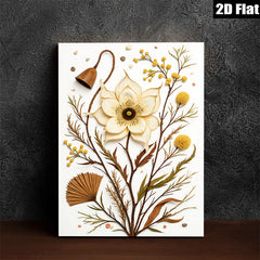 2D flat 1pc Botanical Study Dried Floral Arrangement Wall Art Farmhouse Decor Living Room Bedroom Gallery Wrapped Canvas Prints Modern Minimalist