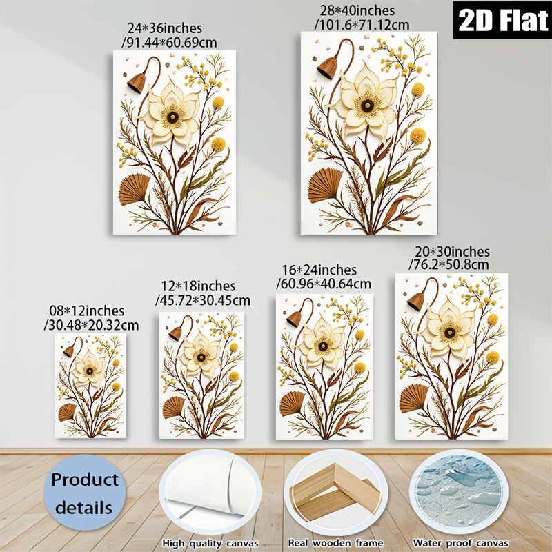 2D flat 1pc Botanical Study Dried Floral Arrangement Wall Art Farmhouse Decor Living Room Bedroom Gallery Wrapped Canvas Prints Modern Minimalist
