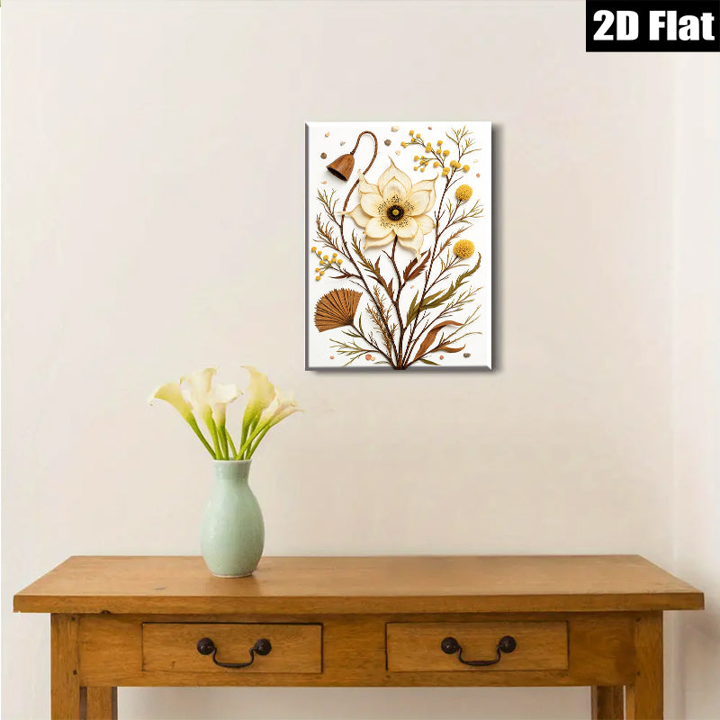2D flat 1pc Botanical Study Dried Floral Arrangement Wall Art Farmhouse Decor Living Room Bedroom Gallery Wrapped Canvas Prints Modern Minimalist