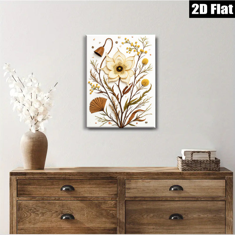 2D flat 1pc Botanical Study Dried Floral Arrangement Wall Art Farmhouse Decor Living Room Bedroom Gallery Wrapped Canvas Prints Modern Minimalist
