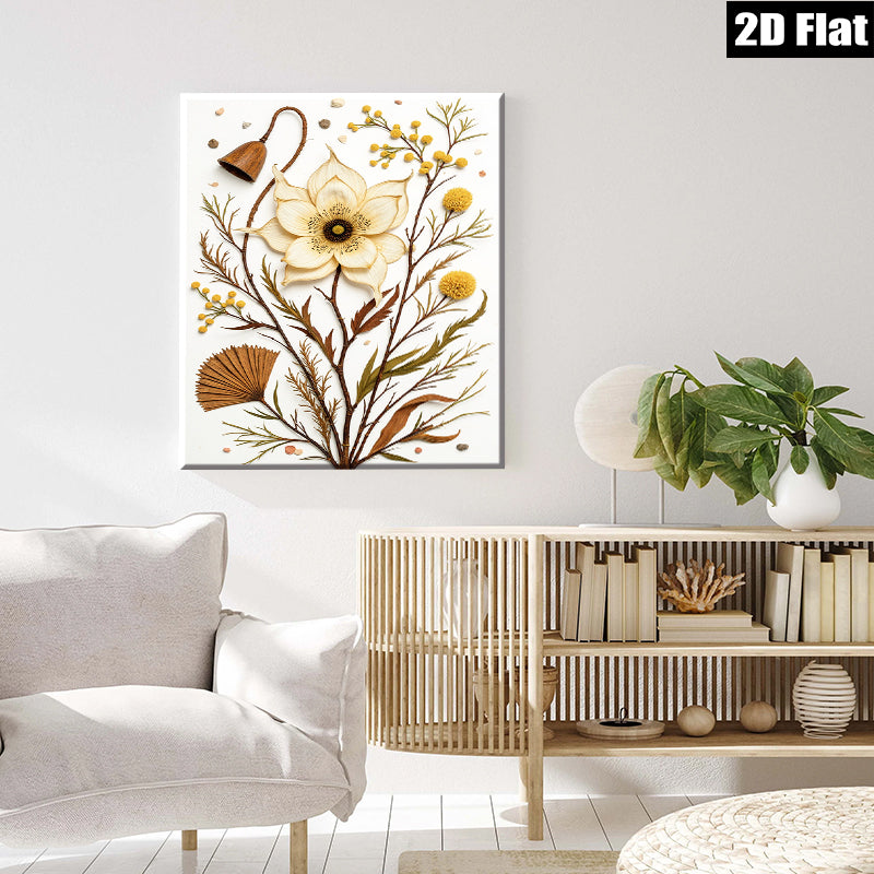 2D flat 1pc Botanical Study Dried Floral Arrangement Wall Art Farmhouse Decor Living Room Bedroom Gallery Wrapped Canvas Prints Modern Minimalist