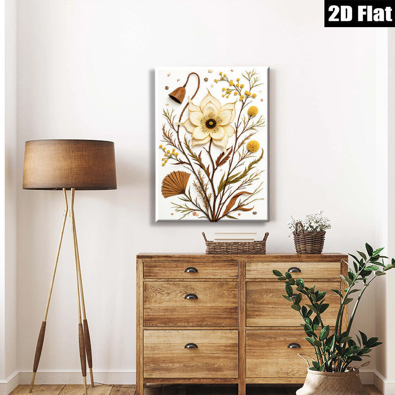 2D flat 1pc Botanical Study Dried Floral Arrangement Wall Art Farmhouse Decor Living Room Bedroom Gallery Wrapped Canvas Prints Modern Minimalist