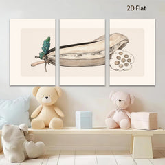 2D flat 1pc Botanical Study Pod with Seeds Farmhouse Wall Art Decor for Living Room Bedroom Gallery Wrapped Canvas Prints Modern Minimalist
