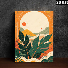 2D flat 1pc Botanical Tropical Leaves Sunburst Wall Art Living Room Bedroom Home Decor Gallery Wrapped Canvas Prints Modern Farmhouse Coastal Style