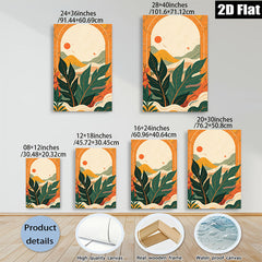 2D flat 1pc Botanical Tropical Leaves Sunburst Wall Art Living Room Bedroom Home Decor Gallery Wrapped Canvas Prints Modern Farmhouse Coastal Style