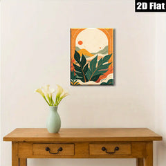 2D flat 1pc Botanical Tropical Leaves Sunburst Wall Art Living Room Bedroom Home Decor Gallery Wrapped Canvas Prints Modern Farmhouse Coastal Style