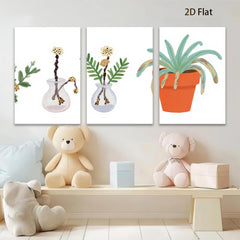 2D flat 1pc Botanical Vases & Potted Plant Farmhouse Wall Art Living Room Bedroom Decor Gallery Wrapped Canvas Prints Modern Minimalist Aesthetic Art